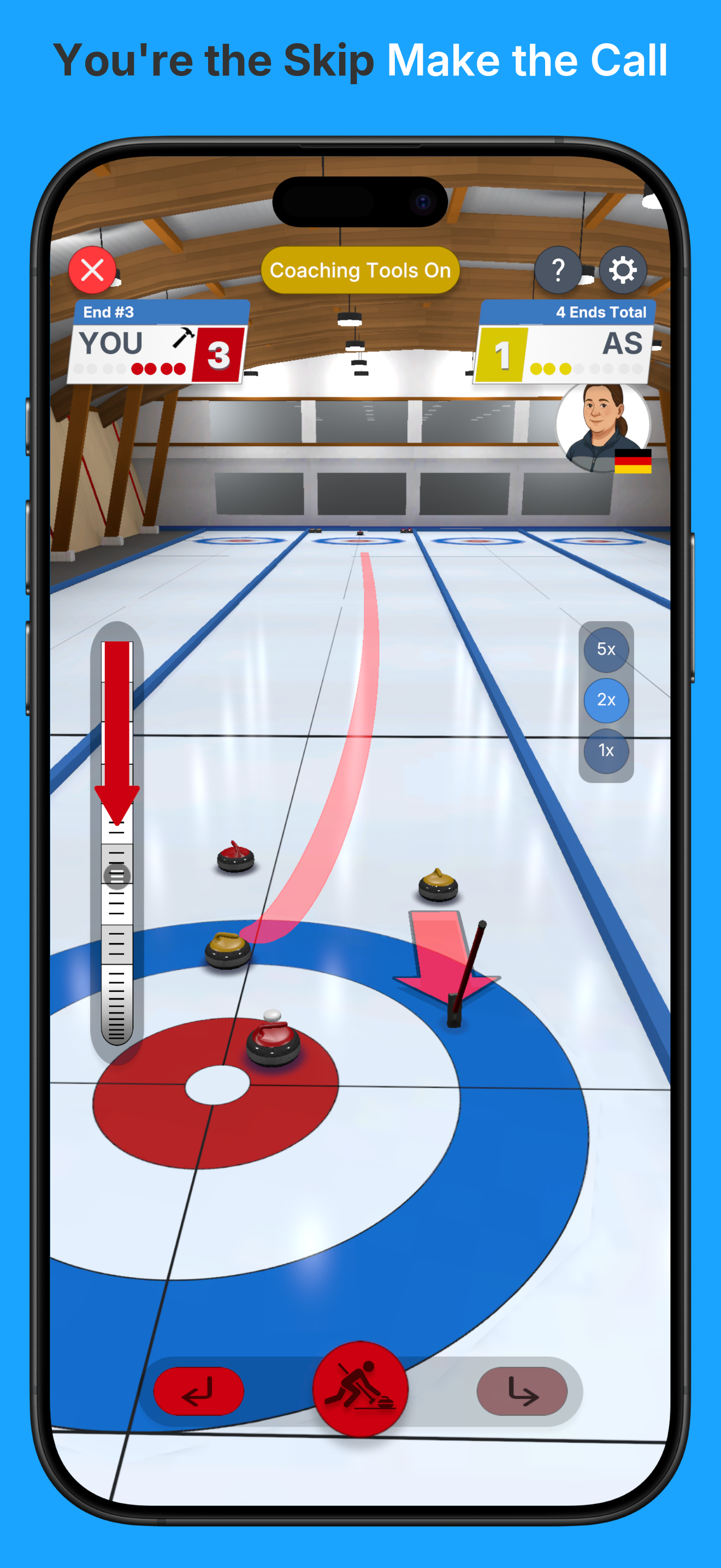 True Curling on phone showing corner freeze shot