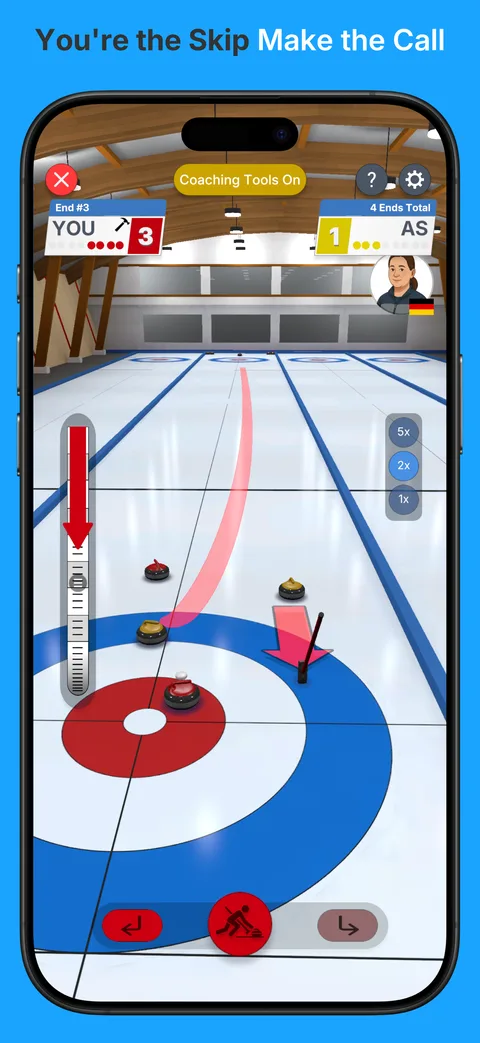 True Curling on phone showing corner freeze shot
