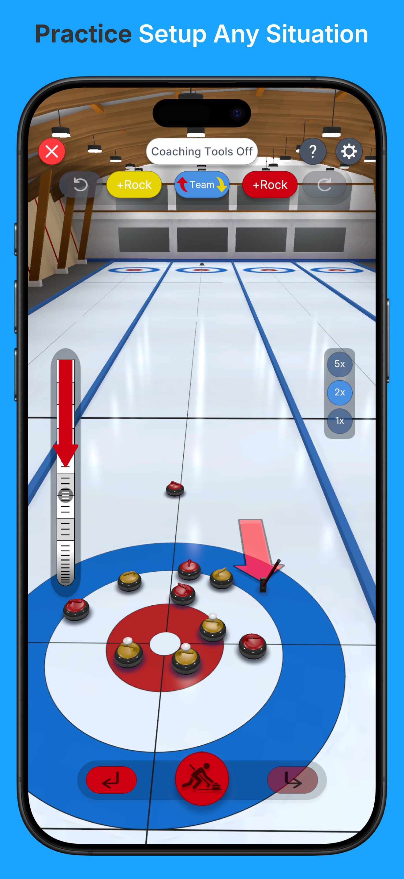 True Curling on phone showing complex practice scenario