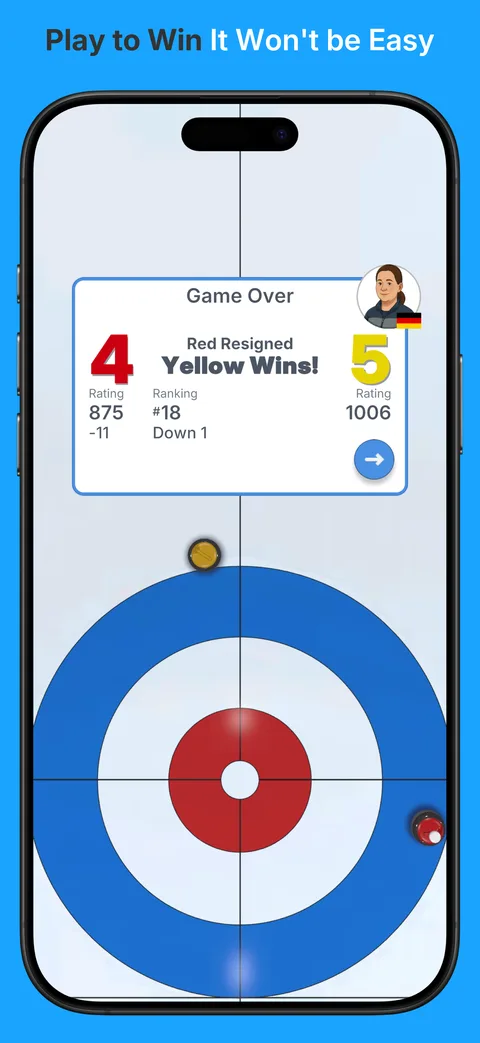 True Curling screenshot: game over