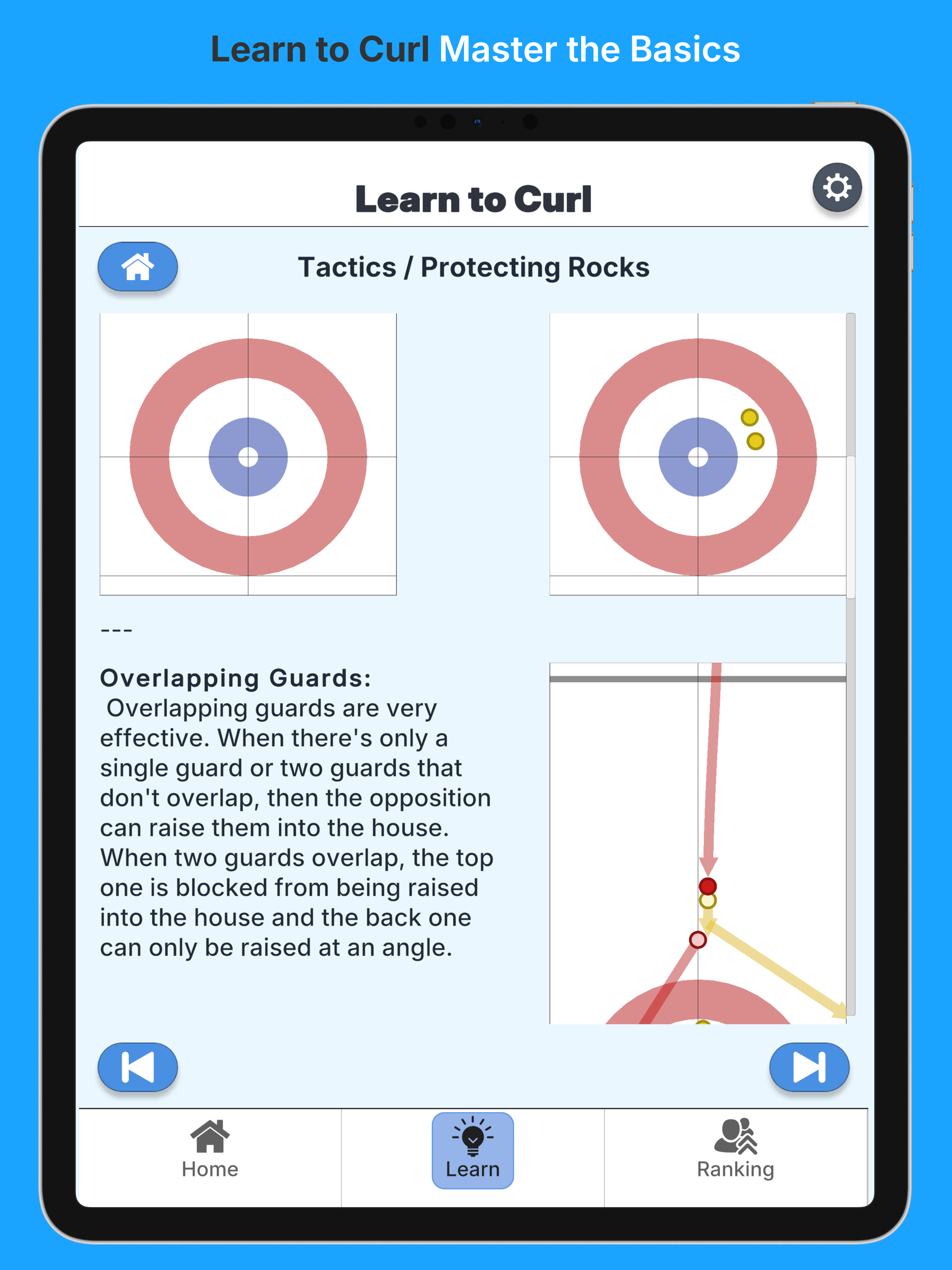 True Curling on iPad showing learn-to-curl content